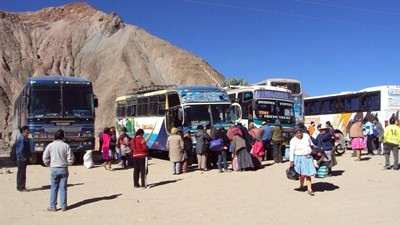 How To Save Costs on Transportation in South America. Roadside Bus Station at Atoche, Bolivia