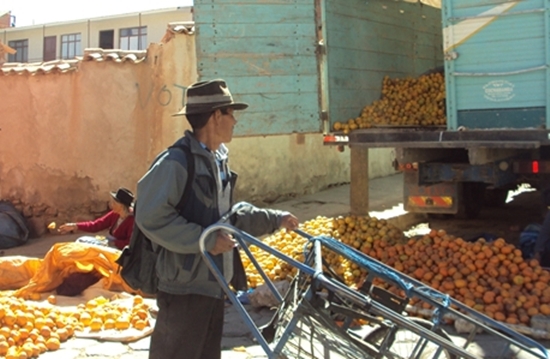 Sucre, Bolivia Travel Photo Memories. How About One of These Oranges?  Buying Straight off the Truck at Mercado Campesino in Sucre, Bolivia